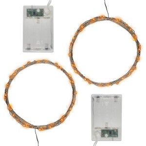 LumaBase Battery-Operated LED Fairy String Lights, Orange - Set of 2 - 1 of 4