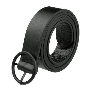 Elerevyo Women's Black Casual PU Leather Waist Belt with Buckle - 1 of 4