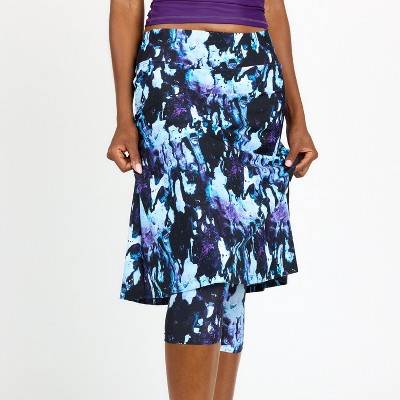 Calypsa Women's Plus Size Below The Knee Swim Skirt With Capri Leggings