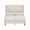 DOMETOUR Velvet Upholstered Bed Frame with Vertical Channel Tufted Headboard,Modern Decorative Nailheads - 2 of 4