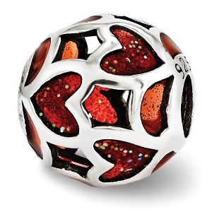 Black Bow Jewelry Sterling Silver Red Heart Enameled Bead Charm - 1 of 2