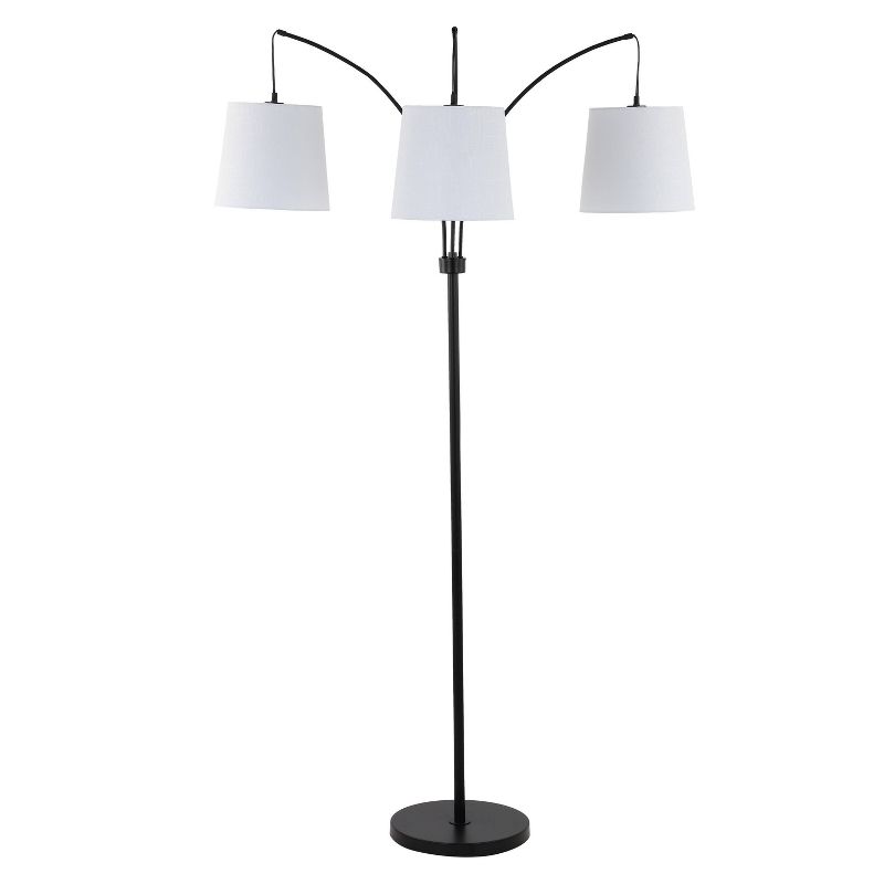 72.5&#34; 3-Light Sylva Mid-Century Modern Head-Adjustable Iron LED Arc Floor Lamp Black (Includes LED Light Bulb) - JONATHAN Y, 5 of 14