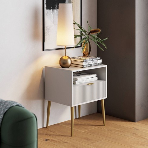 White and cheap gold nightstand target