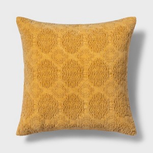 Washed Chenille Square Throw Pillow Yellow - Threshold