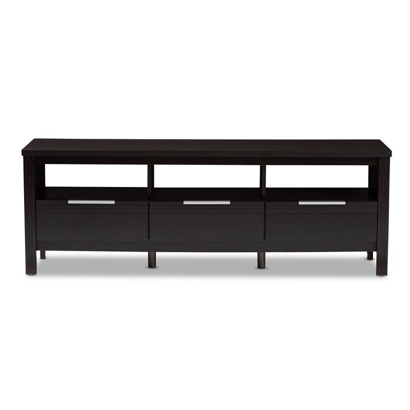 Elaine Modern and Contemporary Finished TV Stand for TVs up to 60&#34; Dark Brown - Baxton Studio, 4 of 11