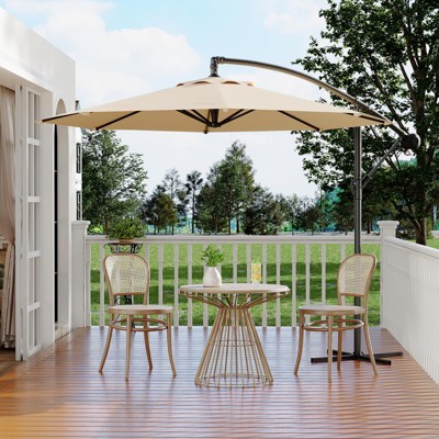 10ft Offset Patio Umbrella, Cantilever Umbrella with Easy Lift & Tilt Adjustment, 8 Ribs Sun umbrella UV Protection for Backyard, Pool, Garden