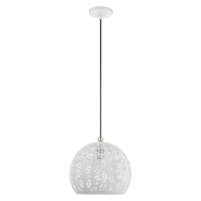 Elegance Crystal Globe Pendant with White and Brushed Nickel Finish