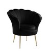 HOMLUX Angelina Velvet Scalloped Back Barrel Accent Chair with Metal Legs - 2 of 4