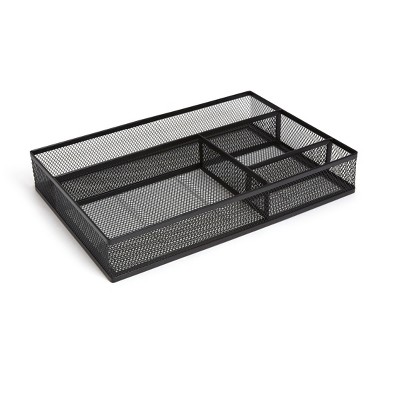 MyOfficeInnovations 4 Compartment Mesh Drawer Organizer Matte Black 24402479