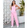 Clearlove Two Piece Rib Knit Outfits Sets Sleeveless Tops V Neck Wide Leg Pants Lightweight Summer Lounge Matching Sets - 2 of 4