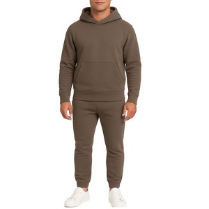 Galaxy Essentials Men’s Relaxed Fit  Heavyweight Fleece Pullover Hoodie & Sweatpants Jogging Set - 1 of 3