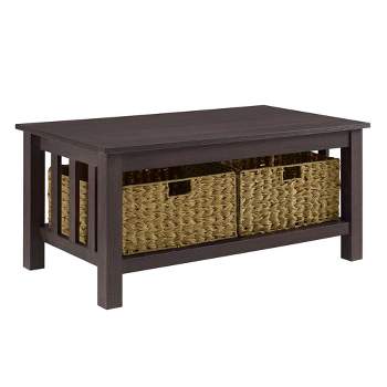Mission Coffee Table with Woven Baskets - Saracina Home