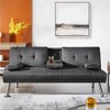 Yaheetech Convertible Futon Sofa Bed Tufted Fabric Futon with Cupholders and Pillows - 2 of 4