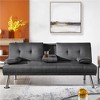 Yaheetech Convertible Futon Sofa Bed Tufted Fabric Futon with Cupholders and Pillows - image 2 of 4