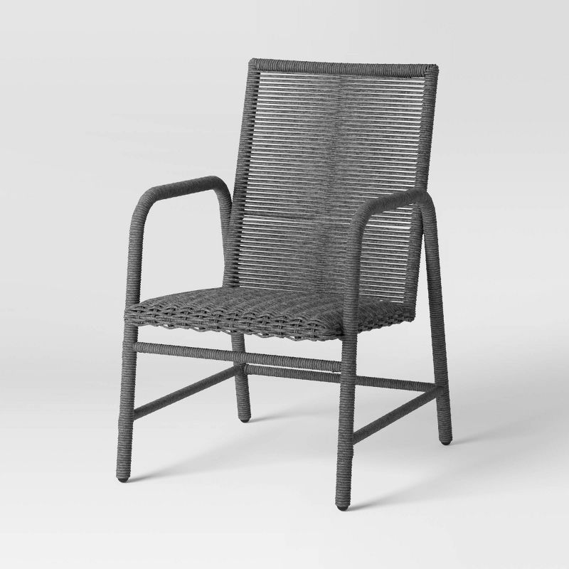 2pc Granby Padded Wicker Outdoor Patio Dining Chairs Arm Chairs Gray - Threshold&#8482;, 4 of 10