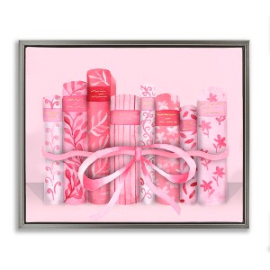 Stupell Industries Pastel Pink Book Lovers Floating Frame Canvas Art, Gray, 31" x 25" - 1 of 4