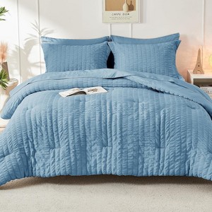 BAGOKIE Seersucker Bed in a Bag 5/7 Pieces Comforter Set for All Season - 1 of 4