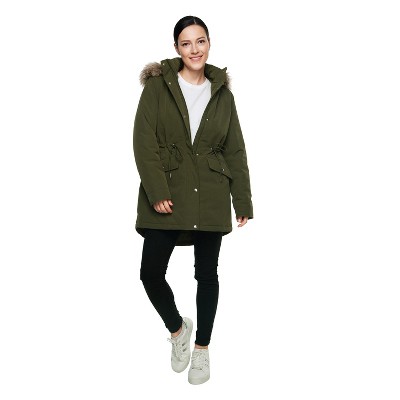Женские куртки Rokka&Rolla Women's Mini Fur Lined Parka Coat-Olive, size Medium — фото 3
