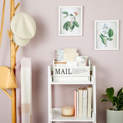 White Wooden 3-Tier Mail Organizer with Drawer