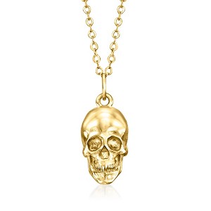 Pure Collection by Ross-Simons Italian 14kt Yellow Gold Skull Pendant Necklace Size 16 - 1 of 3