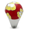 Slickblue Women's Stainless Steel Floral Epoxy Ring – Glossy Red with Yellow & White Petals, Sizes 5–10 - 3 of 4