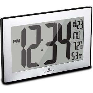 Marathon Atomic 9 Inch Wall Clock Stainless Steel Finish With Stand & 8 Time Zones - 1 of 4