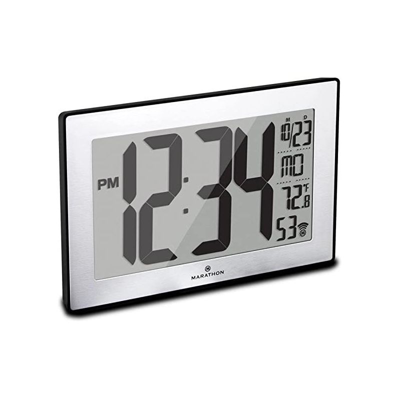 Marathon Atomic 9 Inch Wall Clock Stainless Steel Finish With Stand & 8 Time Zones, 1 of 8