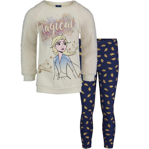 Disney Frozen Elsa Little Boys Fleece Fashion Top and Leggings Set Cream 4