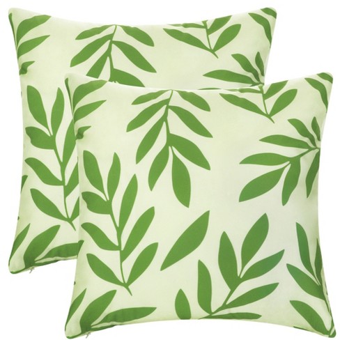 Floral Embroidered Cushion Cover Without Filler, Green Soft