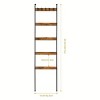 Farmhouse 10-Tier Wooden Blanket Ladder, Wall Mounted Towel Rack with 5 Hooks & Storage Shelf for Living Room, Bathroom Decor - 3 of 4