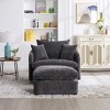 ModernLuxe Oversized Swivel Accent Chair with Ottoman, 360° Rotation Wide Seat Chenille Chair with 3 Pillows for Living Room - 2 of 4