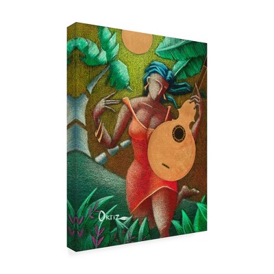 Trademark Fine Art -Oscar Ortiz 'Red Dress And Guitar' Canvas Art