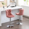 FONTOI 2 PCS Upholstered Barstools with Adjusatble Seat Height, Swivel Bar Stools with Backs for Living Room Kitchen, Pink&Silver, 17.1"*45.6"*18.1" - 4 of 4