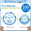 Hachikiko 100 Pack Blue Baby Boy Paper Dinner Plates, Dessert Plates Disposable Party Tableware for Baby Boy Shower Party Decorations and Supplies - 2 of 4