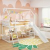 Tangkula Twin Over Twin House Bunk Bed w/ Slide Solid Wood Low Bunk Bed for Kids White - 4 of 4