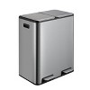 16 Gallon/60L Dual Trash Can, Stainless Steel Kitchen Waste Bin w/Double Lid, High-Capacity Hands Free Garbage Can Heavy Duty Brushed - 2 of 4