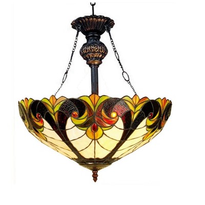 Chloe Lighting CH18780VI18-UH2 Liaison Tiffany-Style 2 Light Victorian Inverted Ceiling Pendant 18`` Shade