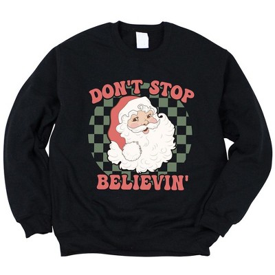 Simply Sage Market Women's Graphic Sweatshirt Don't Stop Believin' Santa Checkered