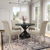 5-Piece Dining Set with Cross-Buck Round Table and 4 Tufted Chairs - 3 of 4