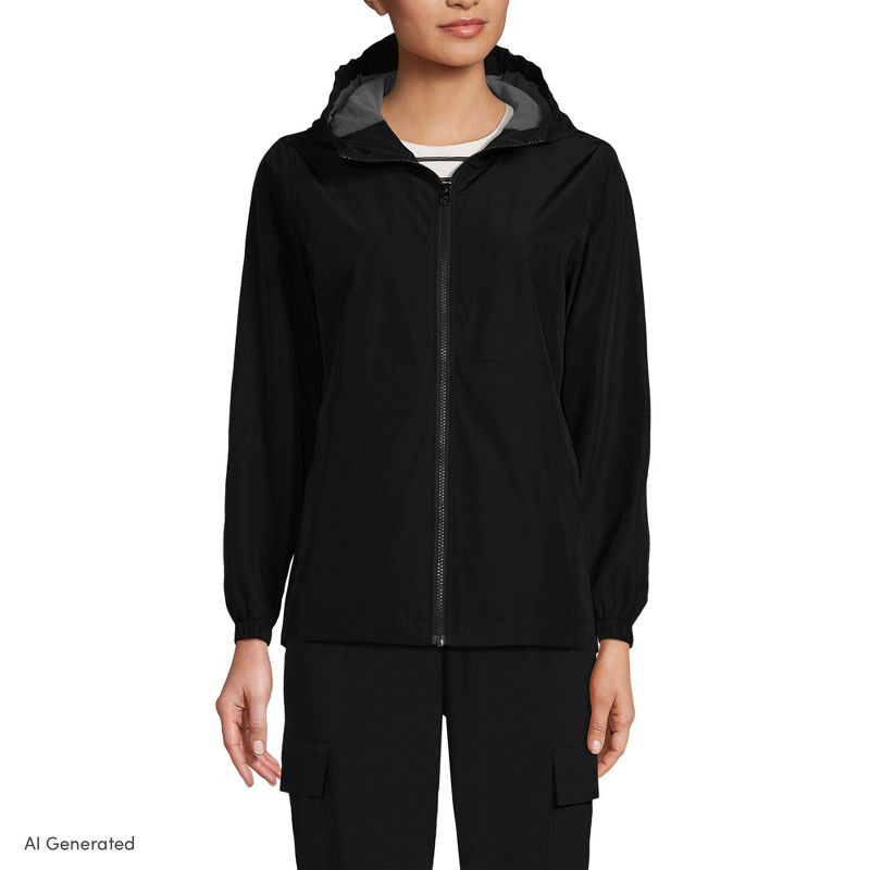 Lands' End Women's Rain Jacket - Large - Black