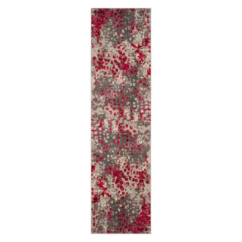 2'2inx8' Runner Shapes Gray/Fuchsia - Safavieh