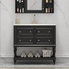 KWPZQEB 36" Modern Bathroom Vanity with Ceramic Basin, Undermount Vanity Sink Cabinet with 4 Drawers and Open Shelf, Wood Bathroom Cabinet - 3 of 4