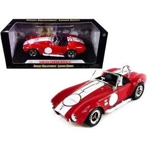 1965 Shelby Cobra 427 S/C Red w/White Stripes w/Printed Carroll Shelby's Signature on the Trunk 1/18 Diecast Shelby Collectibles - 1 of 3