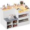 PAKASEPT Armoire Bedroom Island, Wardrobe Closet Island Dresser with Glass Showcase, Charging & 3 Color LED Light, with Bench, Walk in Wardrobe - 3 of 4