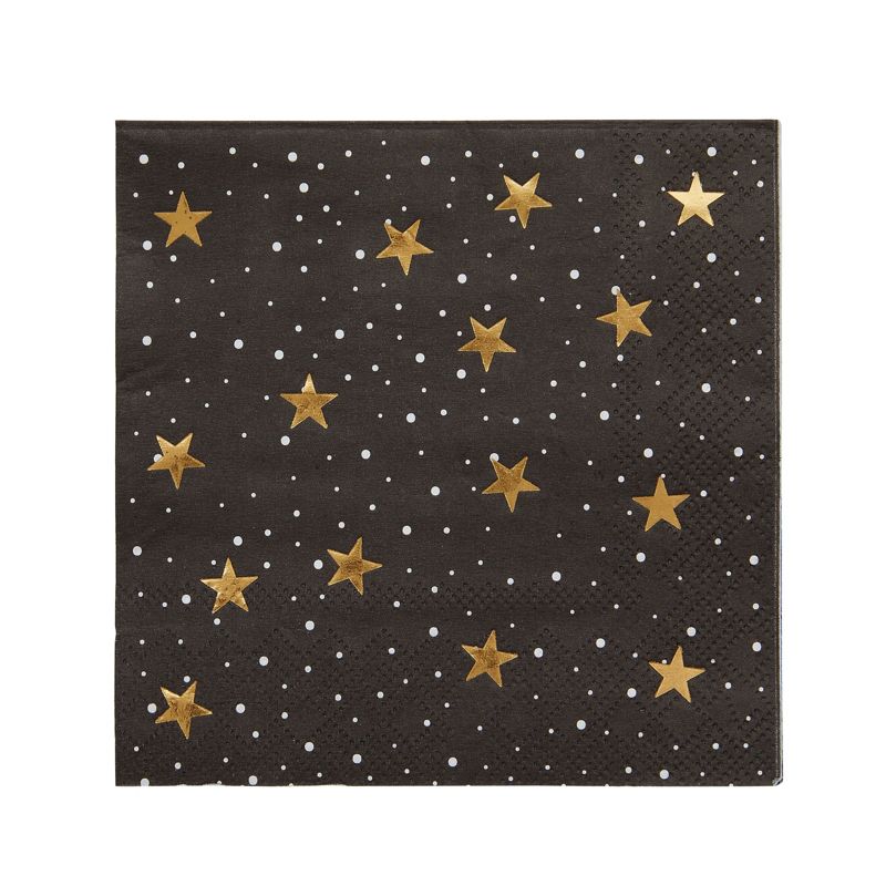 Blue Panda 50 Pack Starry Night Black and Gold Napkins for Cocktails Napkins and Party Supplies (5 x 5 Inches), 3 of 7