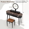 Costway Solid Wood Makeup Vanity Desk Set with LED Lighted Mirror Drawers Cushioned Stool White + Brown/Black + Brown/White + Black/White + Natural - 3 of 4