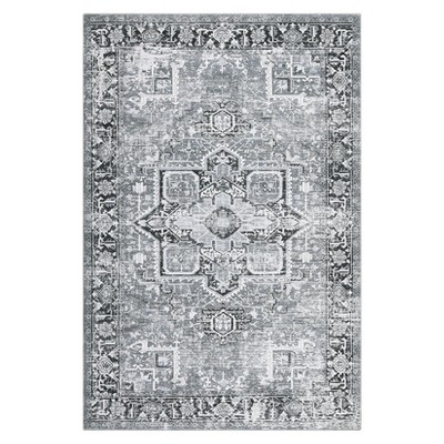2 x 6 ft Polyester Green Rectangular Hallway Bathroom Entryway Kitchen Office Foldable Flower Printed  Washable Area Rug