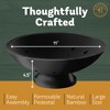 Black Bamboo Fruit Bowl - 11" Wooden Pedestal Bowl for Kitchen Counter or Dining Table, Modern Fruit Basket and Banana Holder - 3 of 4