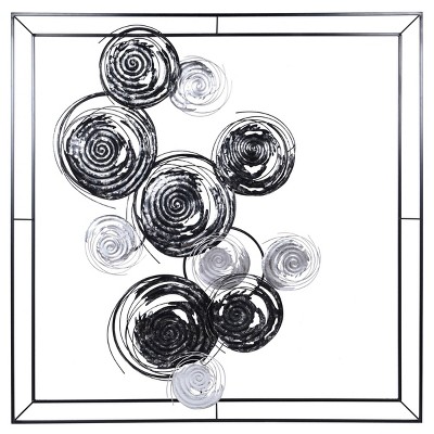 Modern Cyclone Metal Wall Art White - StyleCraft: Geometric, Contemporary Decor, 58" Square