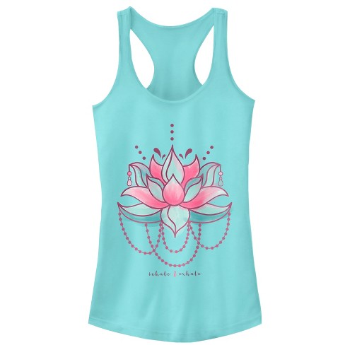 Juniors Womens Chin Up Inhale Exhale Lotus Flower Racerback Tank Top :  Target